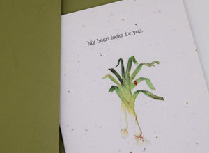 My Heart Leeks for You - Love Seed Paper Card