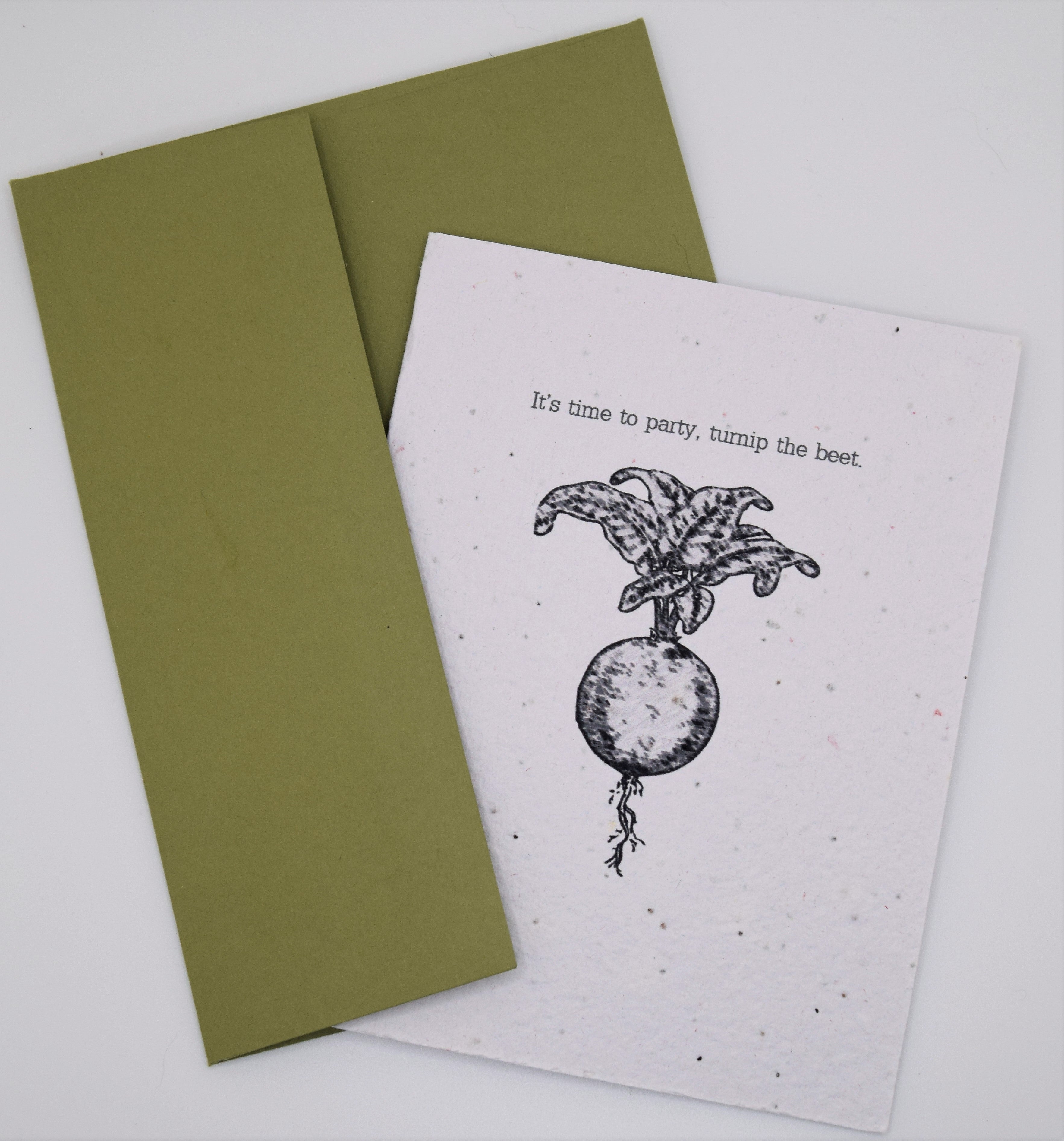 It's Time to Party, Turnip the Beet! - Birthday Seed Paper Card