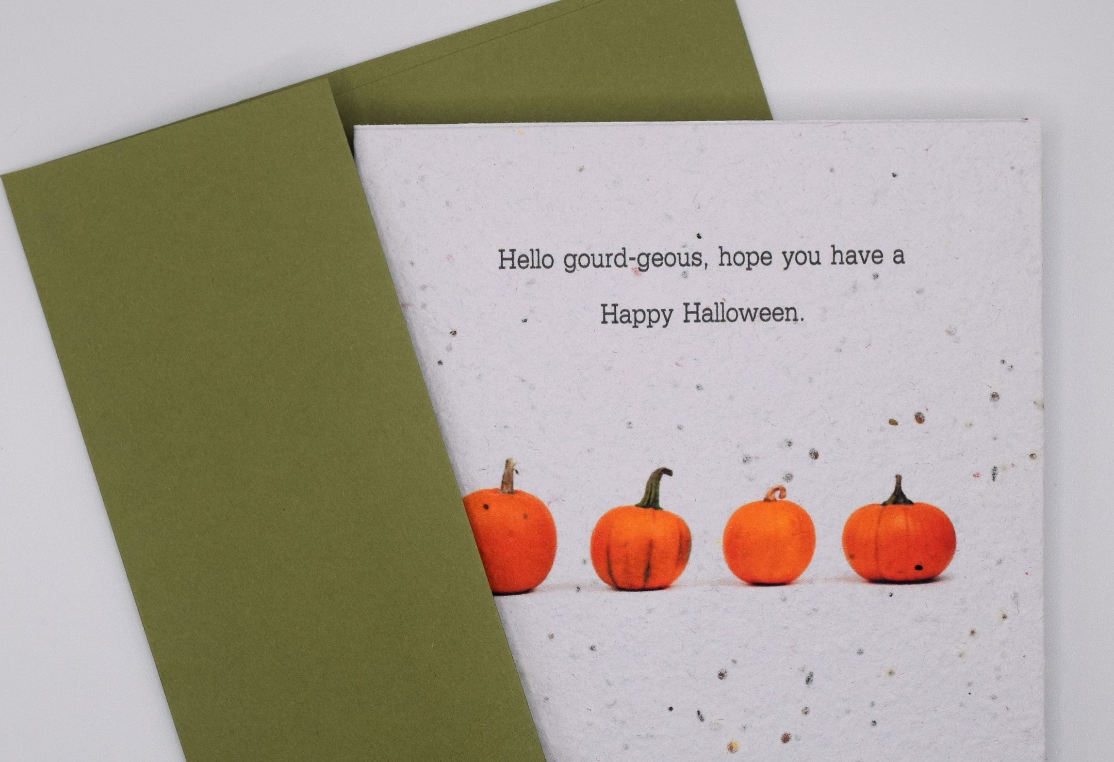 Hello gourd-geous, hope you have a Happy Halloween - Halloween Seed Paper Card